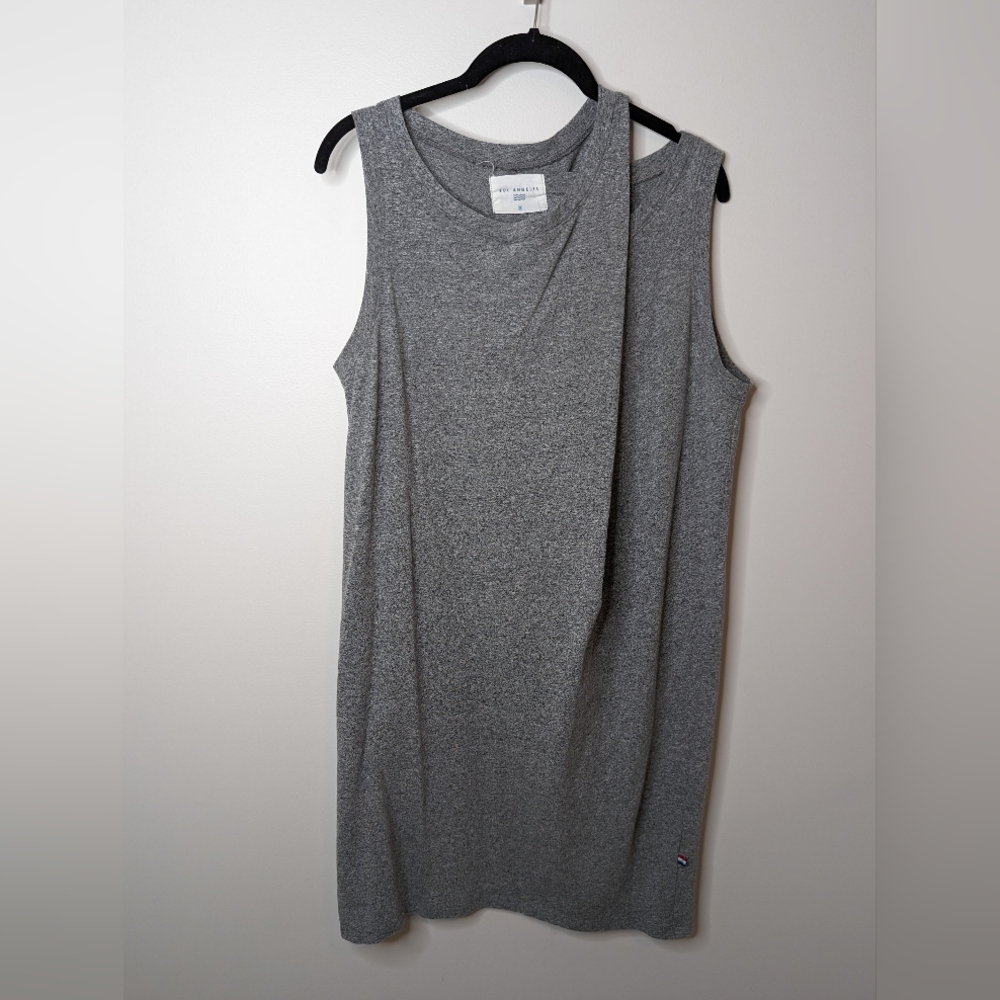 Sol Angeles Grey Jersey Dress with Asymmetric Shoulder Detail | Size M